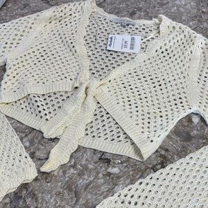 Love Tree Cream Open-Knit Shrug
